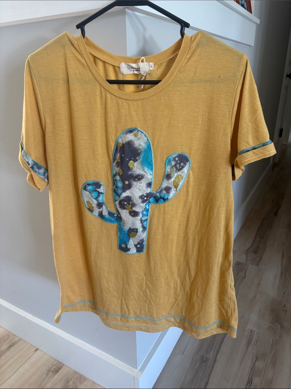 Southern Grace Yellow Cactus Short Sleeve Top